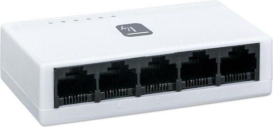 Techly Switch Hub 5 Ports 10/100 Mbps Unmanaged L2 Switch with 5 Ethernet Ports and 5 SFP Ports