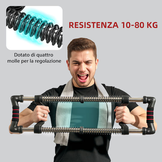 Sportnow Power Twister 4 Springs Resistance 10 to 80 kg Stainless Steel 80x22x5 cm Black A91-371v00bk