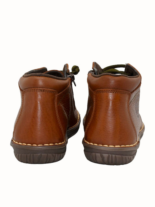 Leder Stiefeletten Damen Tabac Braun