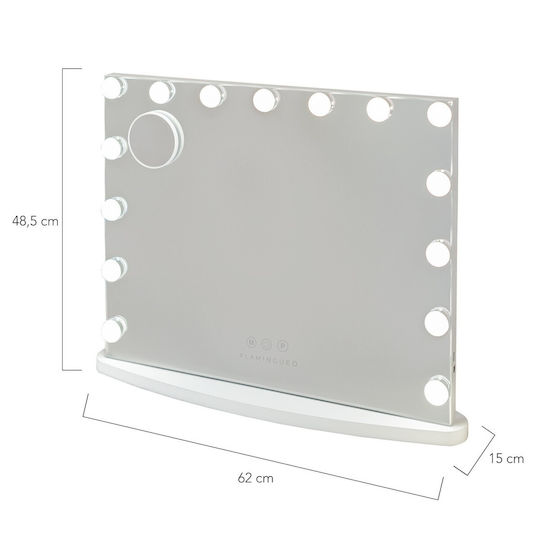Flamingueo Makeup Mirror Wall with Light 15x15cm White