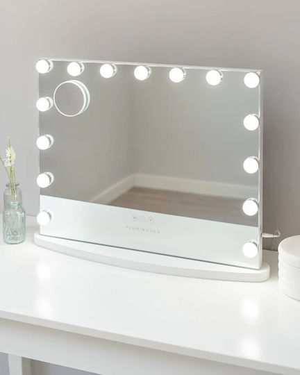 Flamingueo Makeup Mirror Wall with Light 15x15cm White