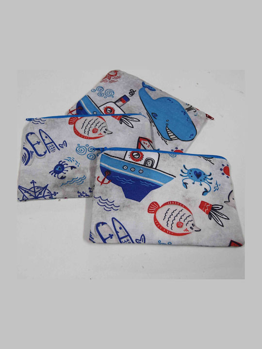 Pungă din material textil Faros Albastru 14×18 cu fermoar
