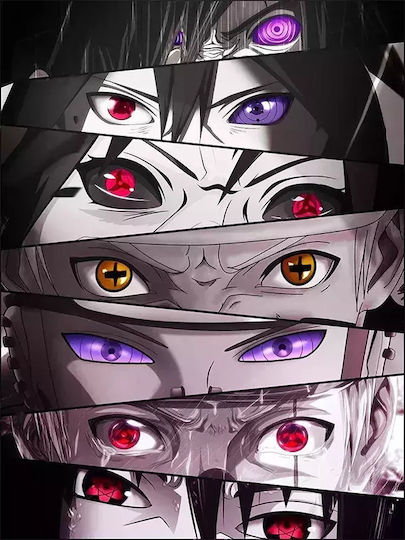 Naruto Eyes Rahmen Holz 30x40cm