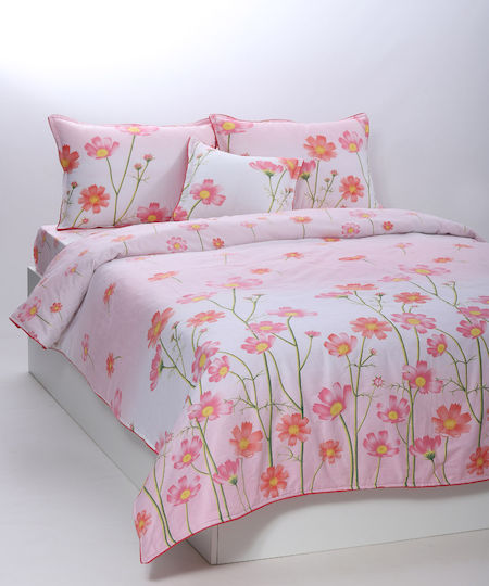 Silk Fashion Σετ Παπλωματοθήκη Βαμβακερή Μονή με Μαξιλαροθήκη & 1 Σεντόνι 160x240cm Joy Ροζ