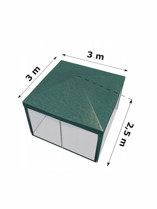 Square Pavilion Insect Netting Zipper 3x3m Green