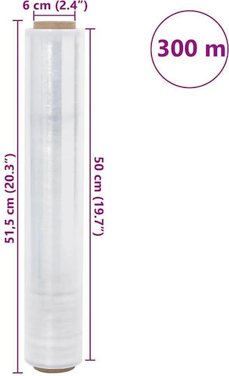 Vidaxl Stretch Film 2 Pieces Transparent 30 Microns 50 cm x 300 m Transparent
