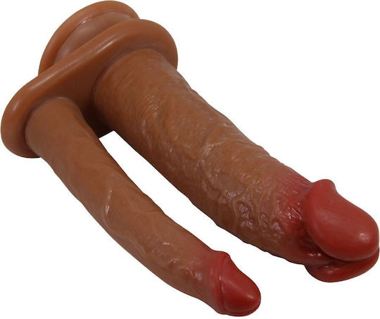 Pretty Love Hubbert Double Ended Vibrating Realistic Dildo Suction Cup Base 7 Vibration Modes 20-19cm Flesh