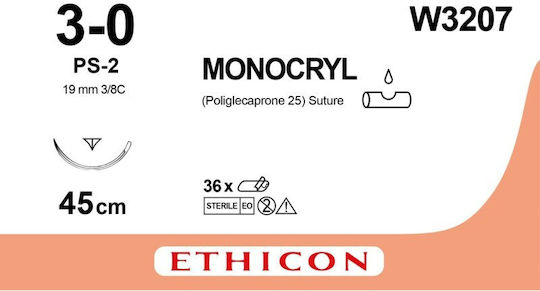 Ethicon Monocryl 3/0 Ράμματα Με Βελόνα 19mm
