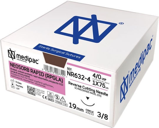 Medipac Ράμματα Απορροφήσιμα Μήκους 75cm με Βελόνα 22mm Neosorb Rabid Rpgla 3/0