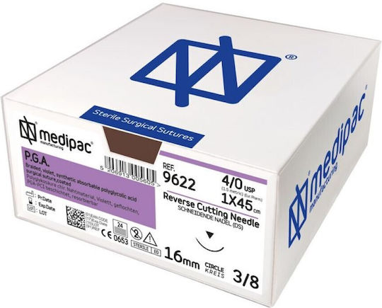 Medipac Surgical Sutures Length 75cm PGA 5.0 Absorbable 9621