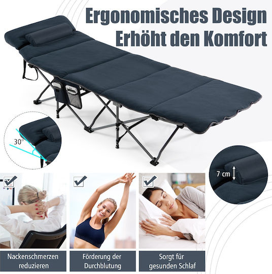 Costway Foldable Metallic Beach Sunbed Blue 65cm