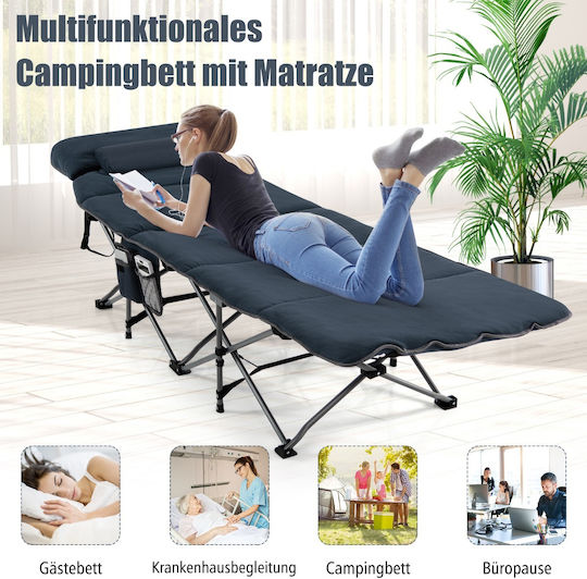 Costway Foldable Metallic Beach Sunbed Blue 65cm