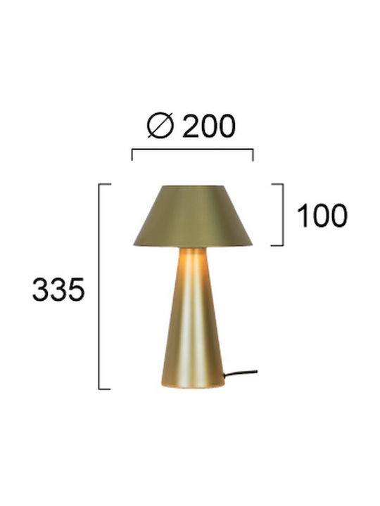 Viokef Dona Metal Table Lamp for Socket E27 with Green Shade and Gold Base