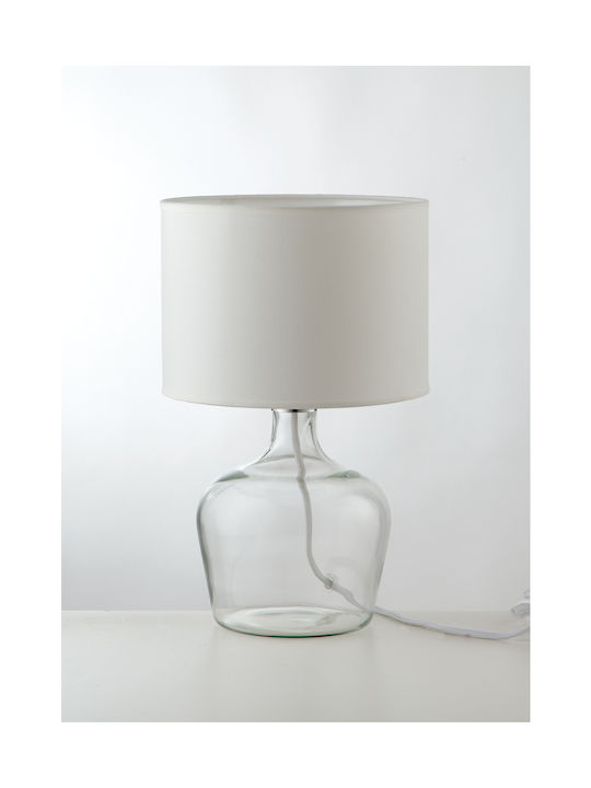 Fan Europe Hendrix Glass Table Lamp for Socket E27 LED with White Shade and Transparent Base