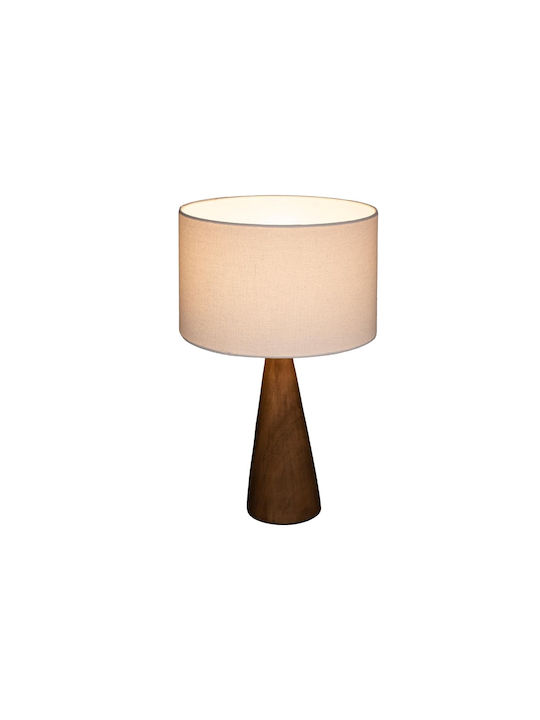 Atmosphera Aina Wooden Table Lamp for E27 Socket with Beige Shade and Base