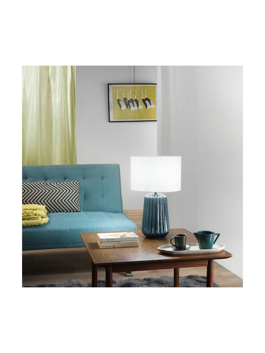 Fan Europe Ceramic Table Lamp for Socket E27 with White Shade and Green Base