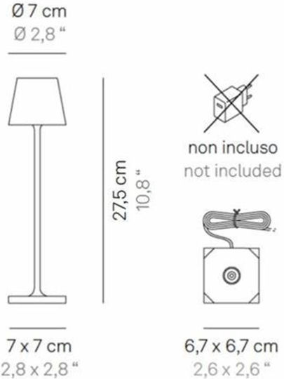 Zafferano Poldina Metal Lampă de masă LED cu Abajur Alb și Bază