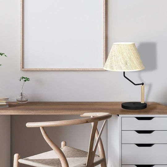 Eko Light Etna Metal Table Lamp for Socket E27 with Beige Shade and Black Base