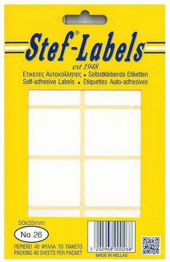 Stef Labels Small Adhesive Labels in White Color 36x50mm
