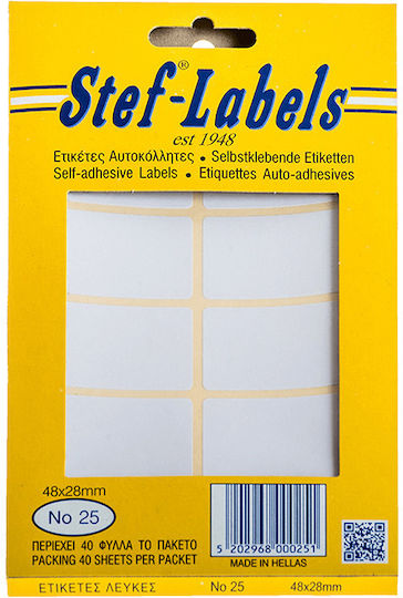 Stef Labels Small Adhesive Labels in White Color 29x48mm