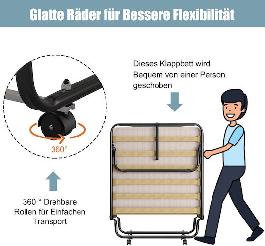 Klappbett mit Matratze Einzel Schwarz