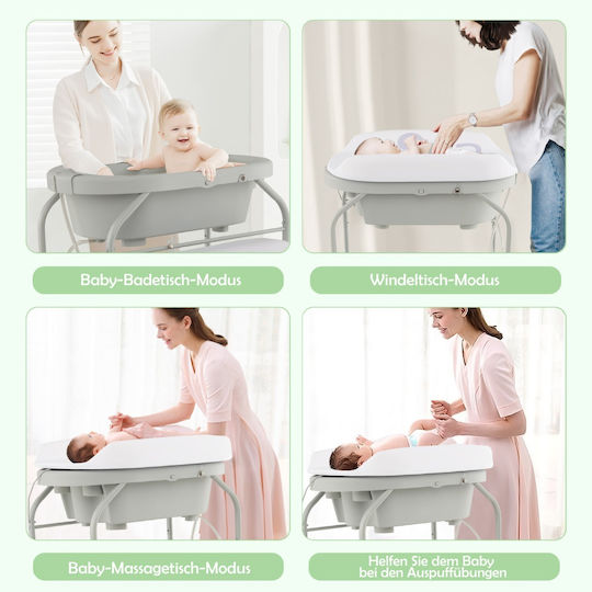 Costway Babybadewanne und Wickeltisch Grau