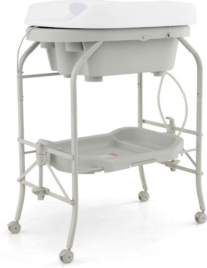 Costway Babybadewanne und Wickeltisch Grau