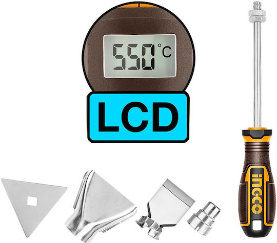 Ingco HGLI2003 Топло Въздушно Пистолет 20V Solo с Настройка На Температурата до 550°C