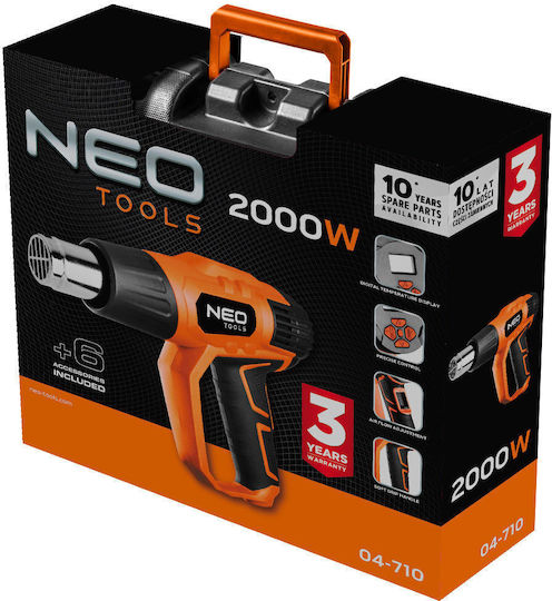 NEO 4-710 Πιστόλι Θερμού Αέρα 2000W με Ρύθμιση Θερμοκρασίας εως και 600°C