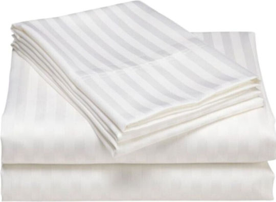 Damast Bettlaken 240x260cm Weiß