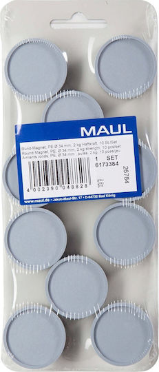 Maul Industrieller Runder Magnet 29mm 10 Stück Grau