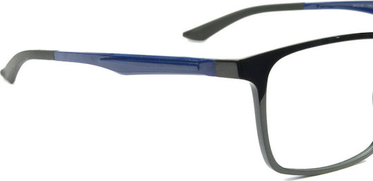 Eyecroxx 589 C1 Clip-On Herren eckige schwarze Acetat-Korrektionsbrille