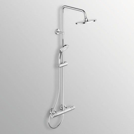 Ideal Standard Σετ Μίκτης & Κεφαλή Ντουζ Εντοιχισμού για Ντουζιέρα Ασημί