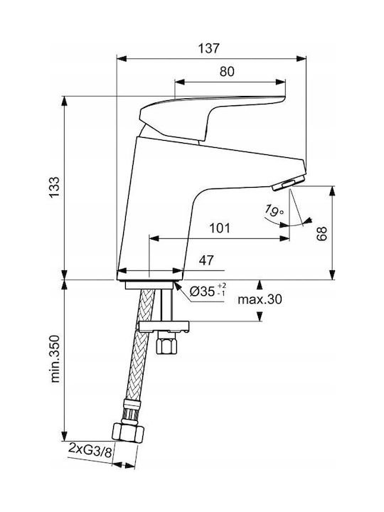 Ideal Standard Set Mischer & Duschkopf für Wandmontage für Dusche Silber