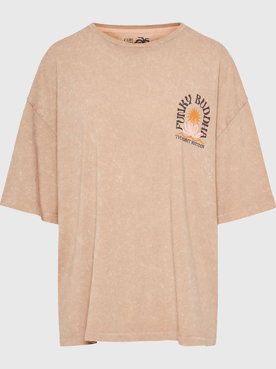 Women's Oversized T-shirt Striped Brown