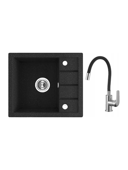 Laveo Drop-In Sink Synthetic Granite with Faucet W57xD49.5cm Black
