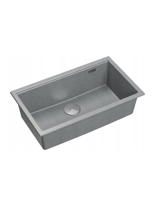 GraniteQ Drop-In Sink Inox Satin W76xD44cm Silver