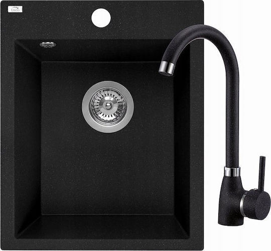 Laveo Drop-In Chiuvetă din Granit Sintetic L48xW39cm Negru