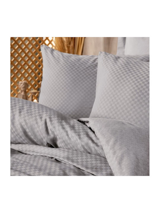 Cotton Box Set Husă de Pilotă Bumbac Dublă cu 2 Fețe de Pernă & 1 Cearsaf 200x220 Gri