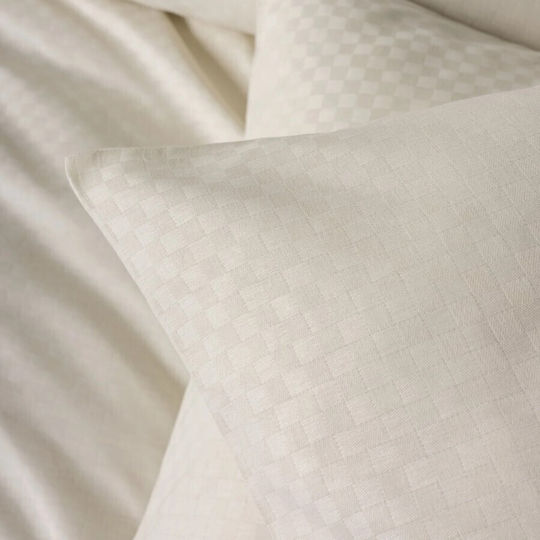 Cotton Box Set Huse Pentru Pilote 100% Bumbac 200x220cm Dublu Cu 2 Fețe De Pernă Și 1 Cearceaf Ecru