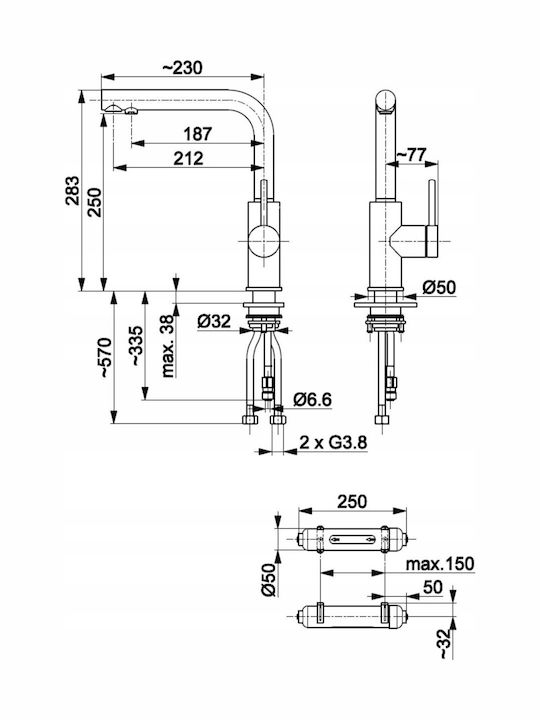KFA Kitchen Faucet Counter Gold