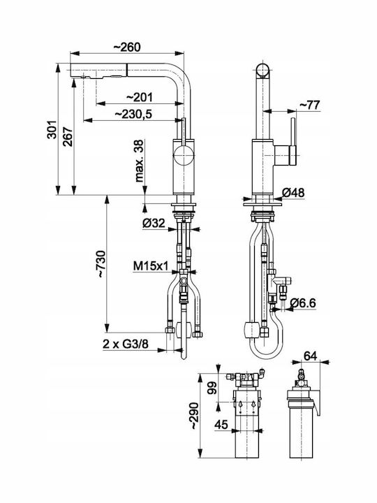 KFA Kitchen Faucet with Pull-Out Spray Gold 6623-113-31