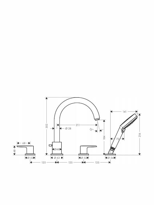 Hansgrohe Αναμεικτική Μπαταρία Νιπτήρα Μαύρη