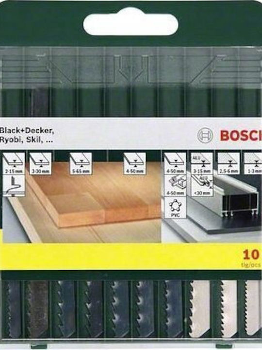 Bosch Jigsaw Blade Set Wood Metal Plastic 10 Pieces U-shank