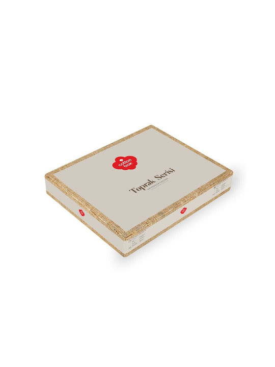 Cotton Box Σετ Παπλωματοθήκη Βαμβακερή Διπλή με 2 Μαξιλαροθήκες & 1 Σεντόνι 200x220cm Beige