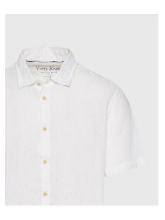 Funky Buddha Linen Shirt White