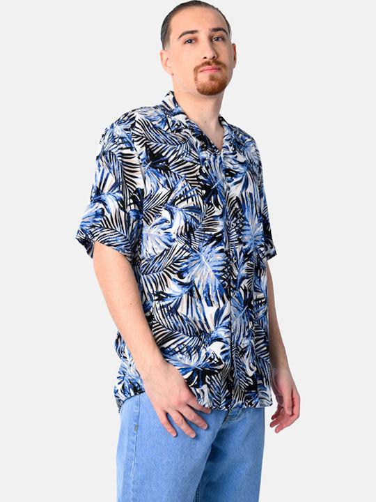 Short-sleeved Shirt Floral Blue