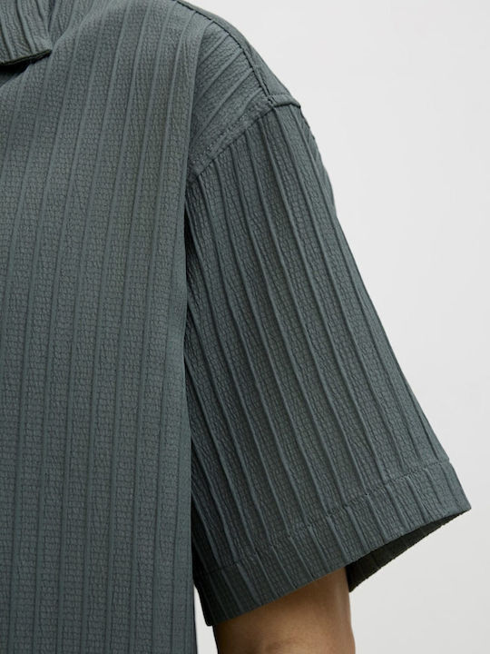Short-sleeved Shirt in Wide Line Agave Green