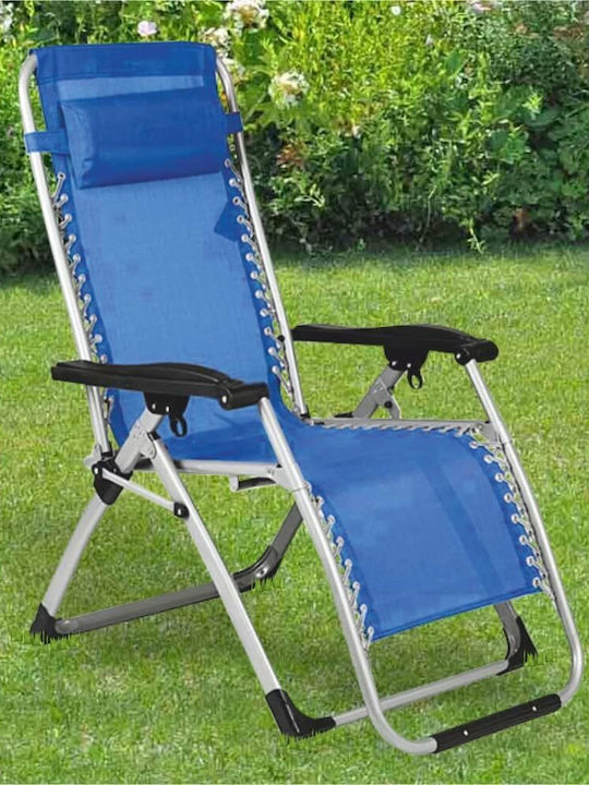 Outdoor Armchair Metallic Blue with Cushion