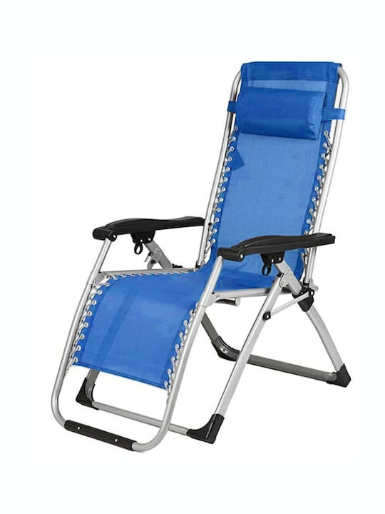 Outdoor Armchair Metallic Blue with Cushion